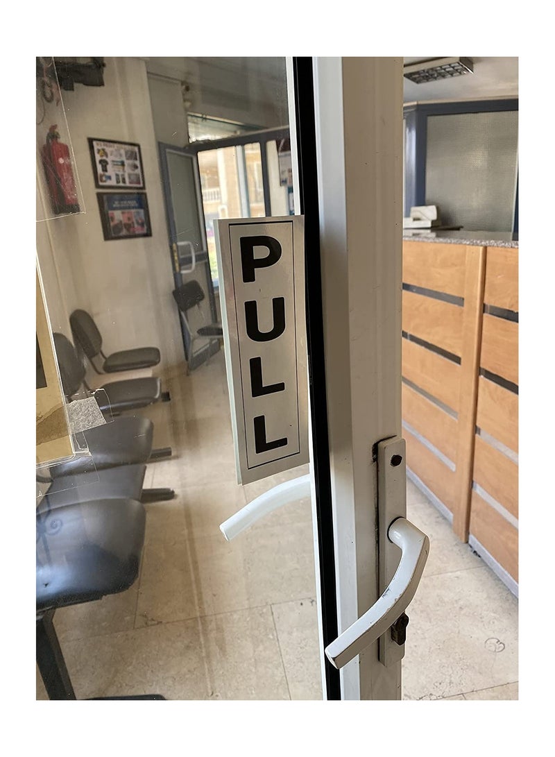 UP TO DATE A golden adhesive guide sign for the glass door with the phrase Pull the door and push the door - Image 3