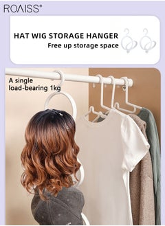 roaiss 2Pcs Wig Hanger and 2Pcs Wig Storage Bag Set, Hanging Stackable Wig Storage Stand and Portable Durable Zipper Transparent Window Reusable Protective Wig Storage Bag for Store Wig Save space  - Image 2