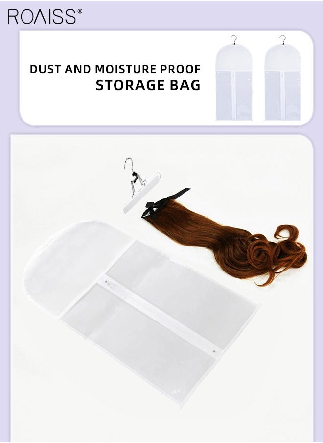 roaiss - 2Pcs Wig Hanger and 2Pcs Wig Storage Bag Set, Hanging Stackable Wig Storage Stand and Portable Durable Zipper Transparent Window Reusable Protective Wig Storage Bag for Store Wig Save space - Image 1