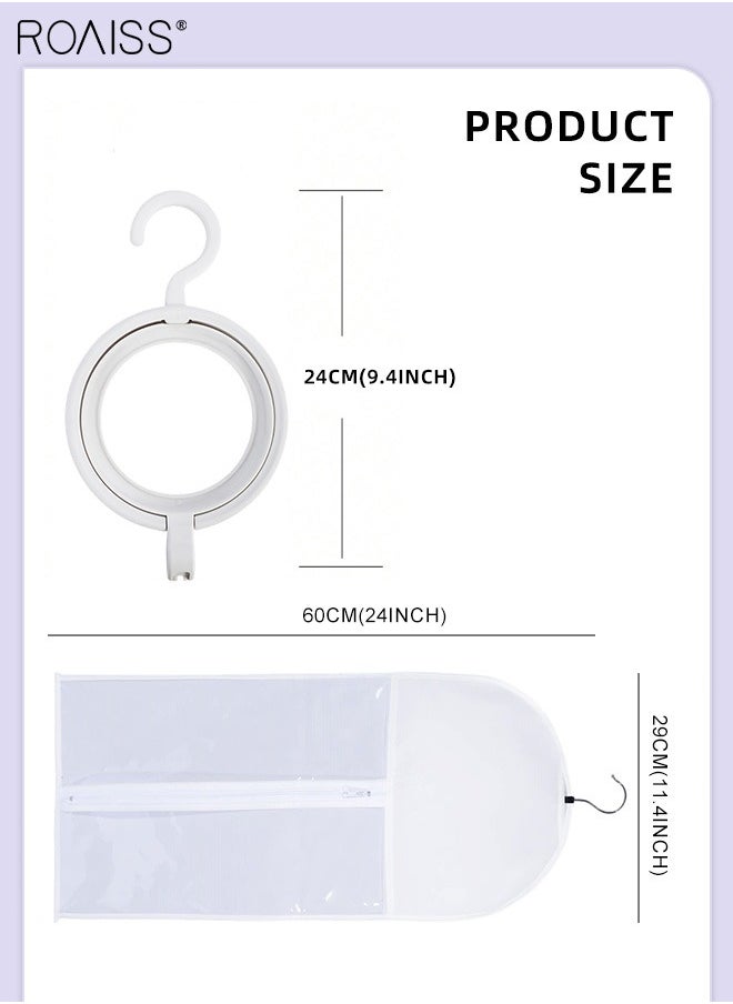 roaiss - 2Pcs Wig Hanger and 2Pcs Wig Storage Bag Set, Hanging Stackable Wig Storage Stand and Portable Durable Zipper Transparent Window Reusable Protective Wig Storage Bag for Store Wig Save space - Image 1