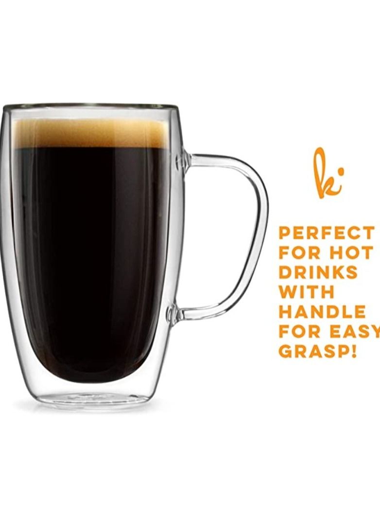 تيلاند كوب زجاجي طويل القامة زجاجي من البورسليكات الشفاف بمقبض تصميم كلاسيكي أنيق مثالي للحفلات وجميع المناسبات (0.375 لتر) - Image 3