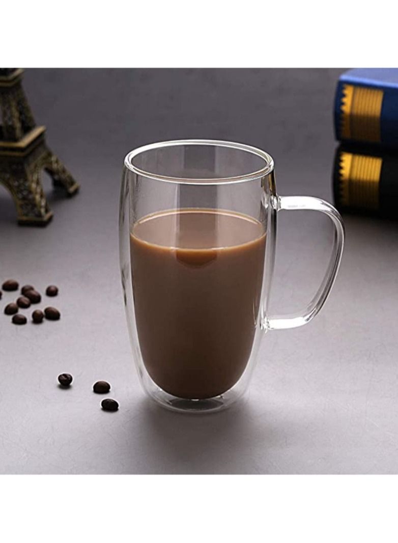 تيلاند كوب زجاجي طويل القامة زجاجي من البورسليكات الشفاف بمقبض تصميم كلاسيكي أنيق مثالي للحفلات وجميع المناسبات (0.375 لتر) - Image 2