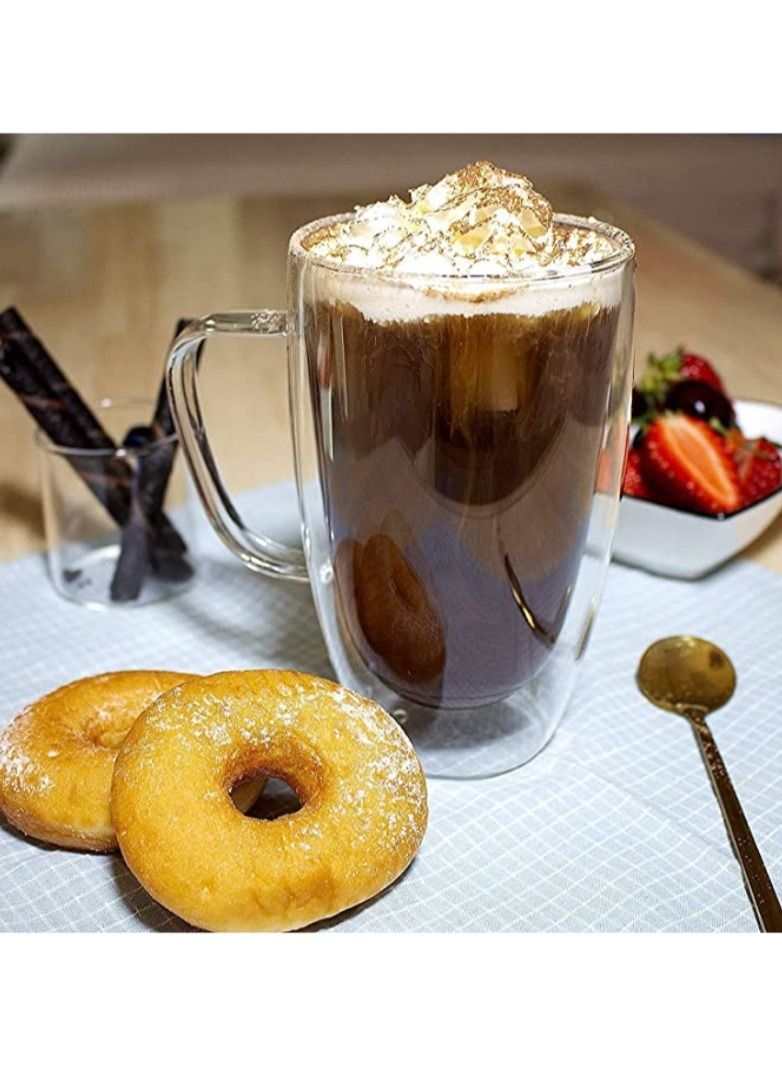 تيلاند كوب زجاجي طويل القامة زجاجي من البورسليكات الشفاف بمقبض تصميم كلاسيكي أنيق مثالي للحفلات وجميع المناسبات (0.375 لتر) - Image 5