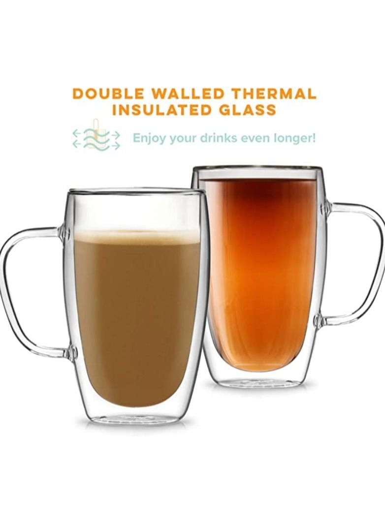 تيلاند كوب زجاجي طويل القامة زجاجي من البورسليكات الشفاف بمقبض تصميم كلاسيكي أنيق مثالي للحفلات وجميع المناسبات (0.375 لتر) - Image 4