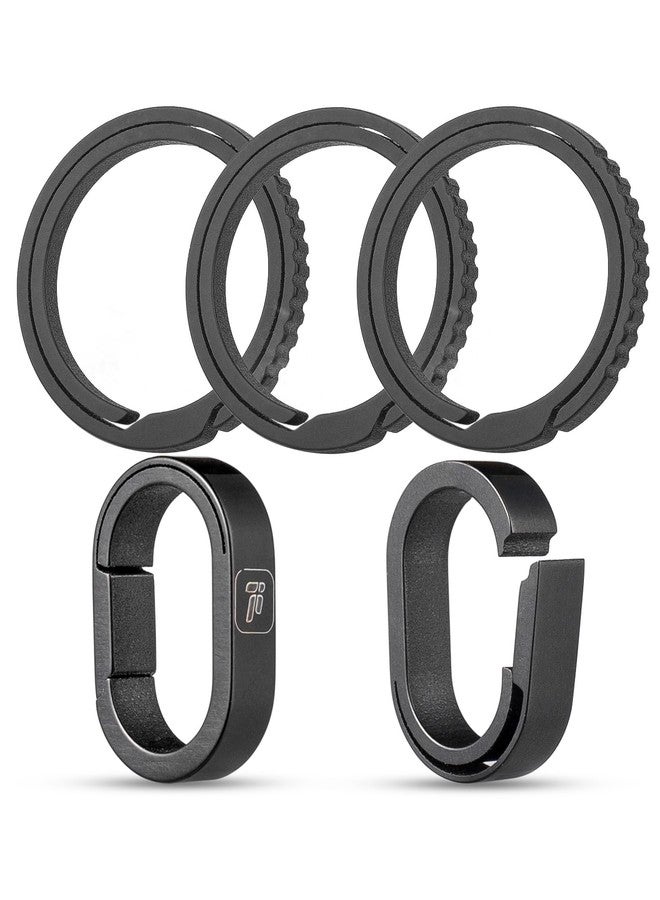 FEGVE Titanium Mini Key Chain Ring with 3 0.86in Titanium Side-Pushing Designed Keychain Rings for Men Women - Image 1