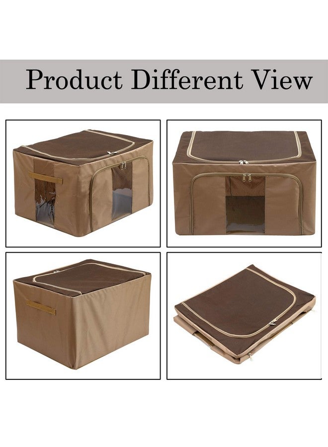 Kuber Industries Steel Frame Living Box/Organizer For Clothing|Blankets, Bedding With Clear Window|Carry Handles for Bedding Clothes 24Ltr. (Brown) - Image 3