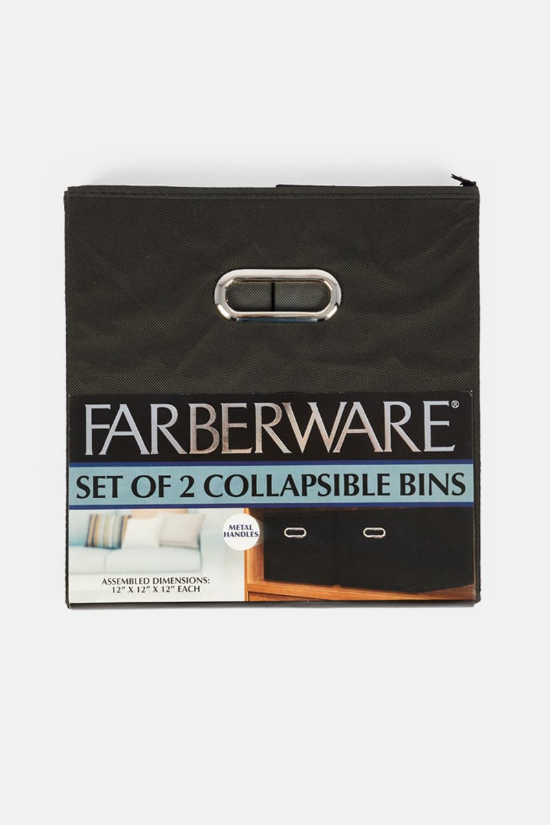 Farberware Set Of 2 Collapsible Bins, Black - Image 2