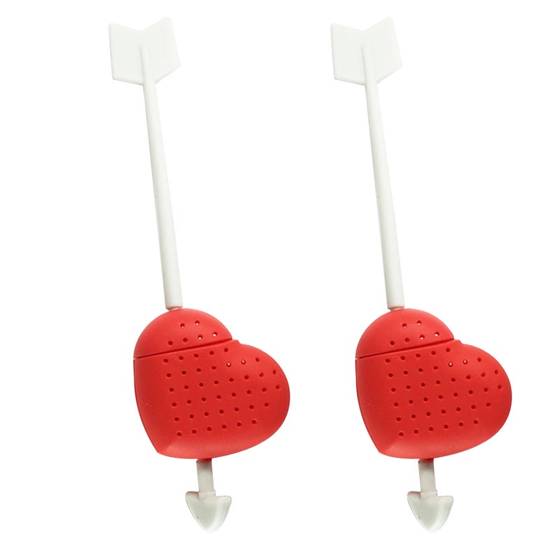 2PCS Silicone Arrow Love Heart Loose Leaf Tea Diffuser Herb Filter Infuser Strainer Reusable Tea Filter Colander Stirrer - Image 1