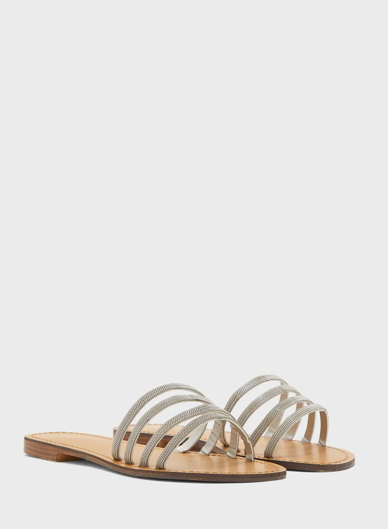 ELLA Strappy Sandals In Metallic