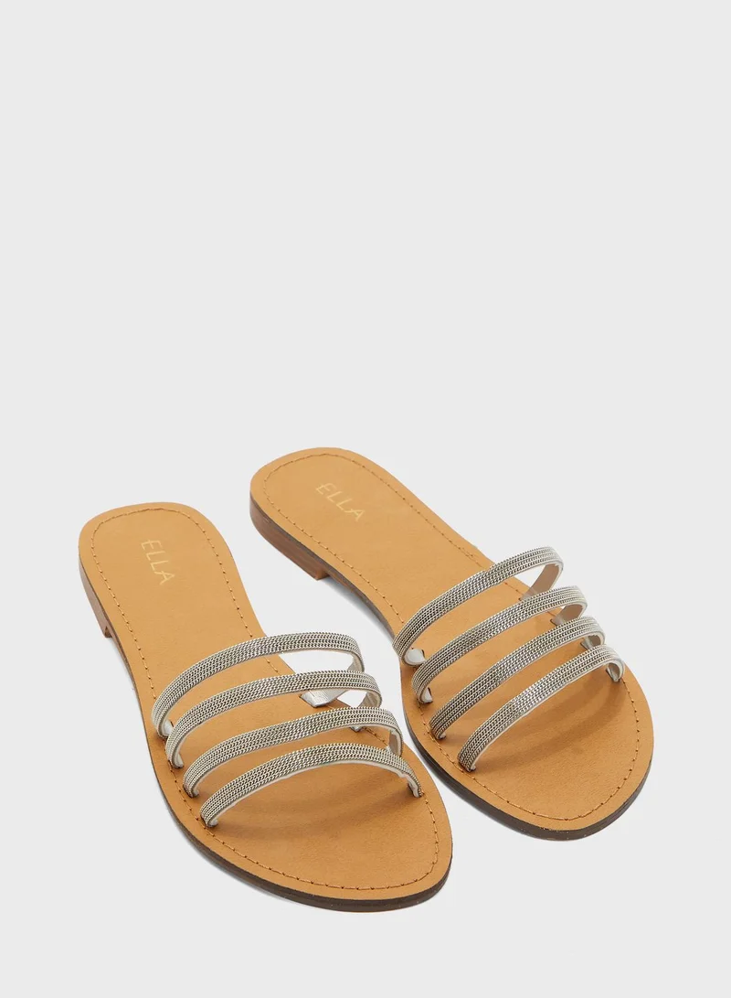 ELLA Strappy Sandals In Metallic