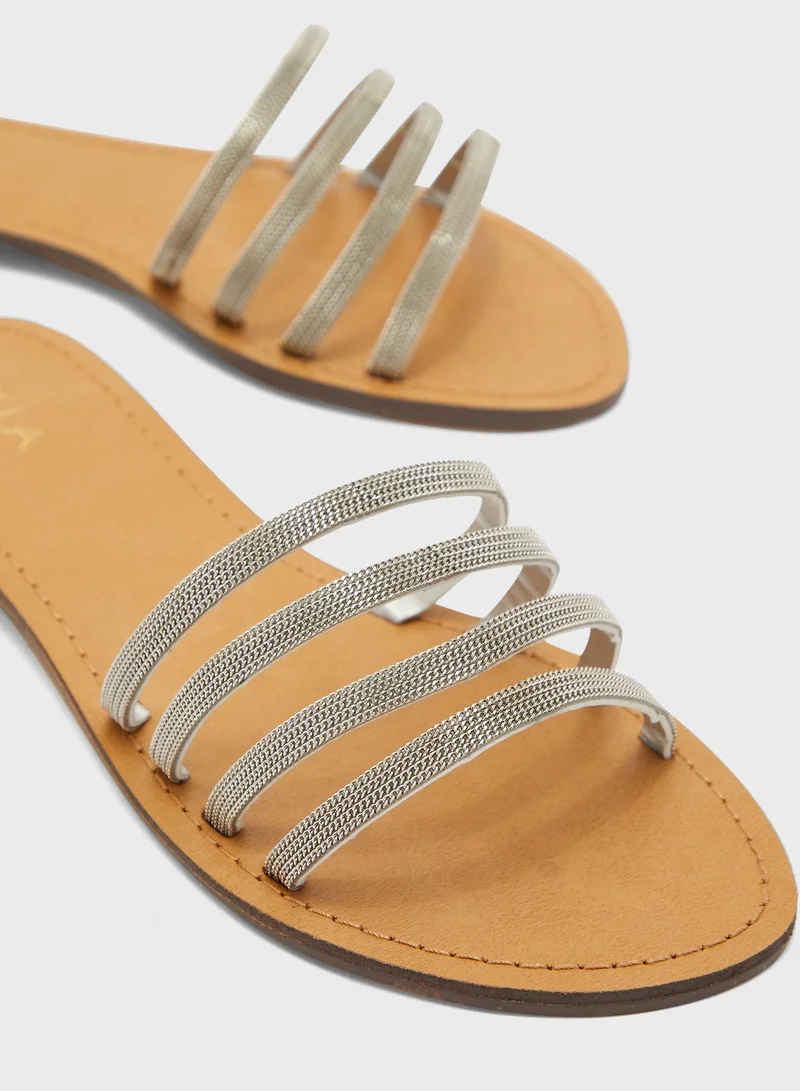 ELLA Strappy Sandals In Metallic