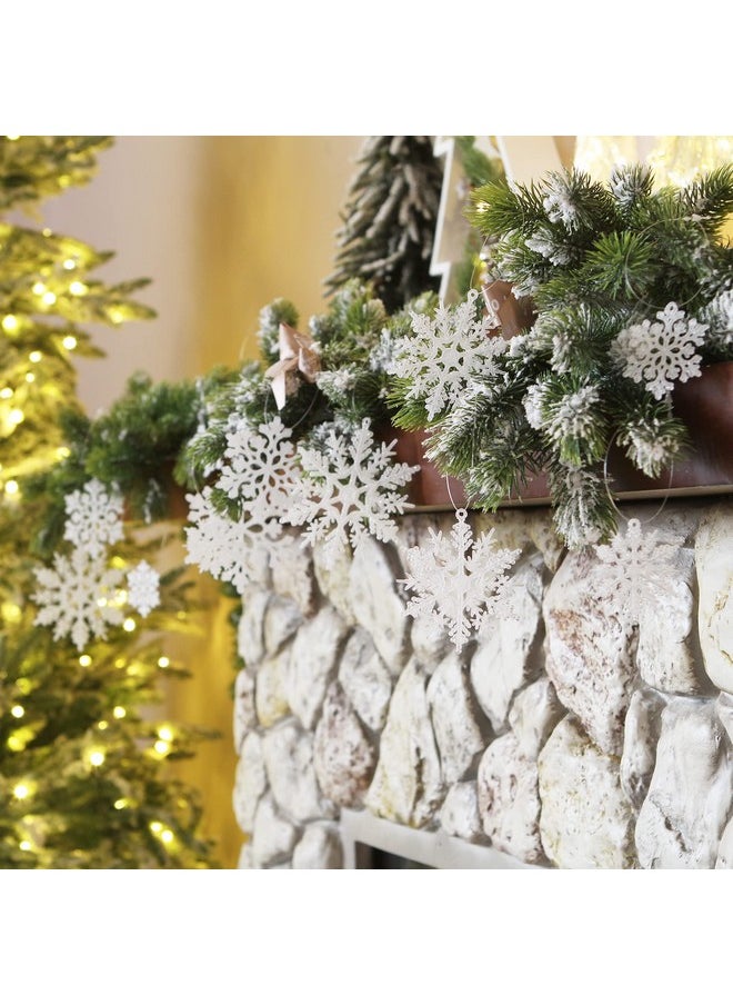 Sea Team Sea Team Plastic Christmas Glitter Snowflake Ornaments Christmas Tree Decorations, 2, 3, 4 Inches, Set of 36, White  - Image 4
