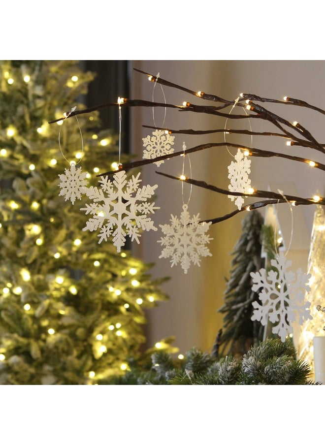 Sea Team Sea Team Plastic Christmas Glitter Snowflake Ornaments Christmas Tree Decorations, 2, 3, 4 Inches, Set of 36, White  - Image 3