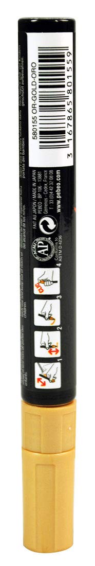 PEBEO 4Markers - Oil-based Paint Marker - Round Tip - Gloss Finish - Opaque Color with an excellent Lightfastness - Ideal for all Technics - 4 Millimeters - Gold - Image 4