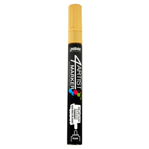 PEBEO 4Markers - Oil-based Paint Marker - Round Tip - Gloss Finish - Opaque Color with an excellent Lightfastness - Ideal for all Technics - 4 Millimeters - Gold - Image 1