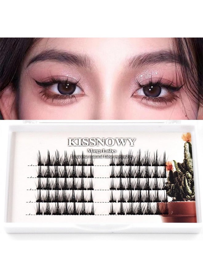 KISSNOWY KISSNOWY Manga Lashes Natural Look, Single Individual Lashes Wispy Cluster Lashes Extension for Cosplay Japanese Anime Makeup False Lashes (B-03)  - Image 1