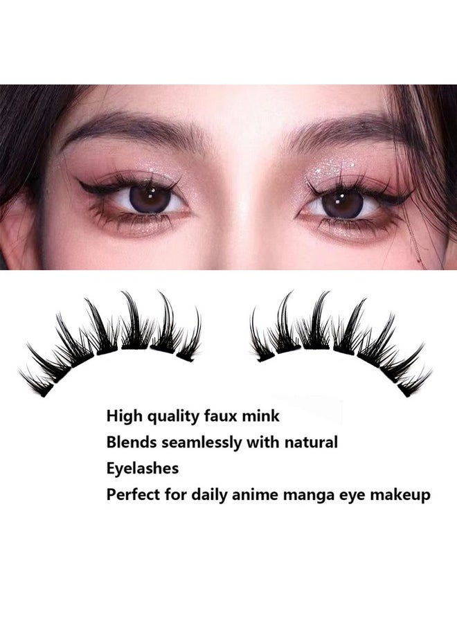 KISSNOWY KISSNOWY Manga Lashes Natural Look, Single Individual Lashes Wispy Cluster Lashes Extension for Cosplay Japanese Anime Makeup False Lashes (B-03)  - Image 4
