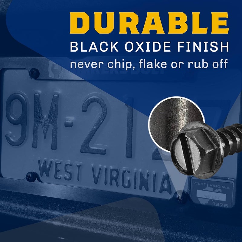 MAKERS BOLT Black License Plate Screws, Rustproof 18-8 Stainless Steel, Black Oxide Finish Applied in The USA by (Pack of 4) - Image 5