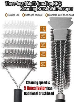 RATSAW Grill Brush 3 in 1 Grill Brush Grill Cleaning Brush with Scraper Grill Cleaning Brush Stainless Steel 45 cm Extra Long and PP Thermal Insulation Handle  - Image 2