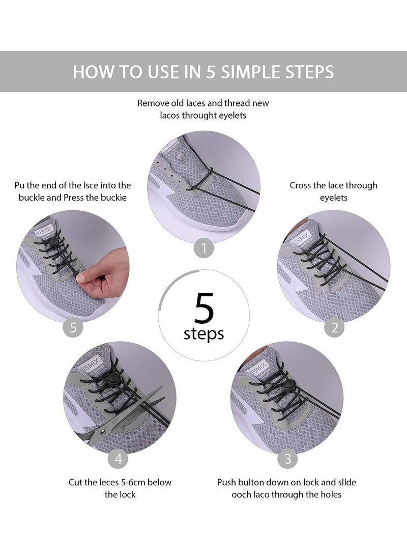 Generic - 4 Pairs Elastic Shoe Laces No Tie Elastic Shoelaces with Lock Device Adjustable Tieless - Image 1
