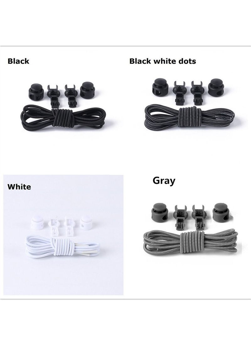 Generic - 4 Pairs Elastic Shoe Laces No Tie Elastic Shoelaces with Lock Device Adjustable Tieless - Image 1
