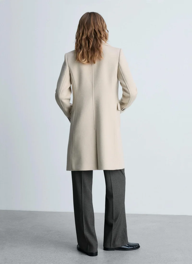 MANGO Double-Breasted Wool Coat