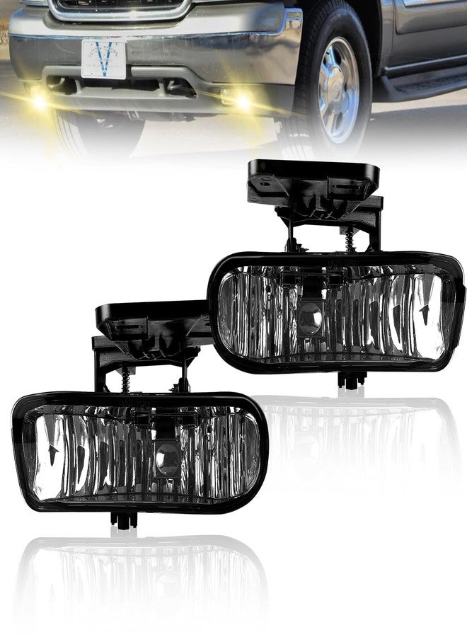 Boxlight Fog Lights Fit For 2000 2001 2002 2003 2004 2005 2006 GMC Yukon Pickup Truck / 1999 2000 2001 2002 GMC Sierra, A Pair Of Fog Lamps With Housing And Smoked Lens - Image 1