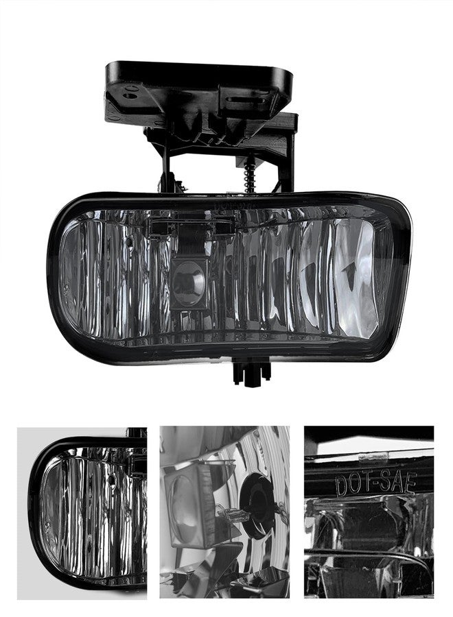 Boxlight Fog Lights Fit For 2000 2001 2002 2003 2004 2005 2006 GMC Yukon Pickup Truck / 1999 2000 2001 2002 GMC Sierra, A Pair Of Fog Lamps With Housing And Smoked Lens - Image 2