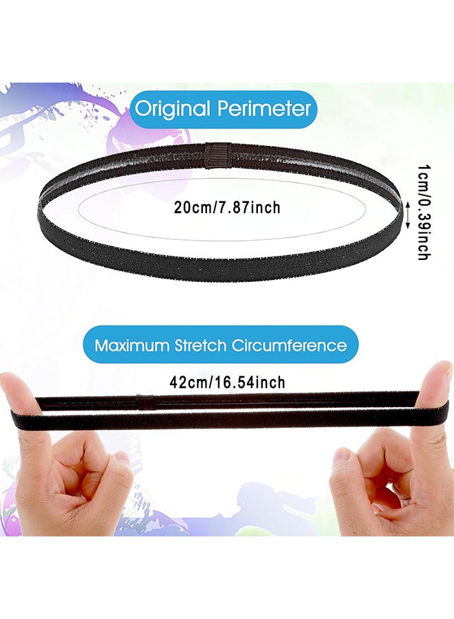 Depend 6 Pieces Thin Non-Slip Elastic Sport Headbands Mini Headbands For Men Women Slim Basketball Yoga Head Bands For Soccer, Workout, Running, Exercise, Volleyball (Black, White And Gray) - Image 2