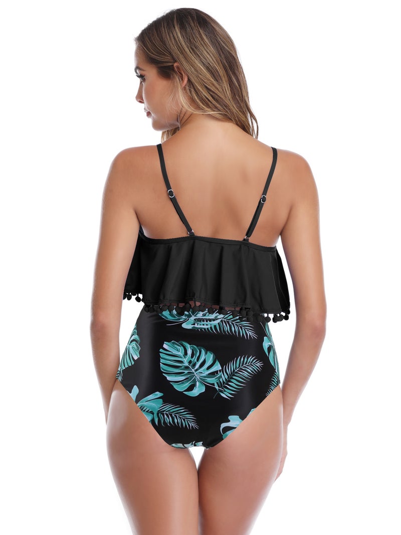 Jolly Chic Tropical Print High Waist Flouncy Swimwear Set Multicolour - Image 2