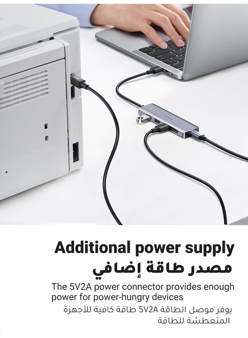 يو جرين يوجرين موزع USB و4 منافذ USB 3.0 وحوض تمديد USB متعدد من الألومنيوم متوافق مع ماك بوك و Mac برو ميني و iMac و سيرفس برو و XPS و PS5 والكمبيوتر الشخصي - Image 5