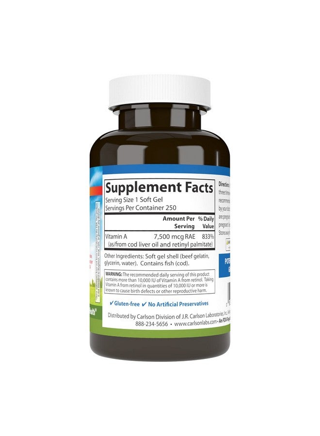 Carlson Vitamin A - 25,000 IU (250 Softgels) - Image 2
