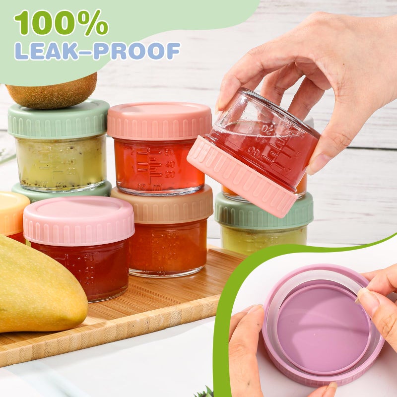 RowinsyDD 20 Pack Glass Baby Food Storage Containers, 4 oz Leakproof Baby Food Jars with Lids, Small Glass Food Containers for Infant Baby Food, Freezer & Microwave Safe, BPA Free - Image 2