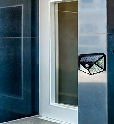 NOBILEA Motion Sensor Light 4 Side Bright Light with Dim Mode Security Lamp for Garden Outdoor Deck Garage Lamp Bright Solar Wireless Security Motion Sensor Light 100 Led Black - Image 1