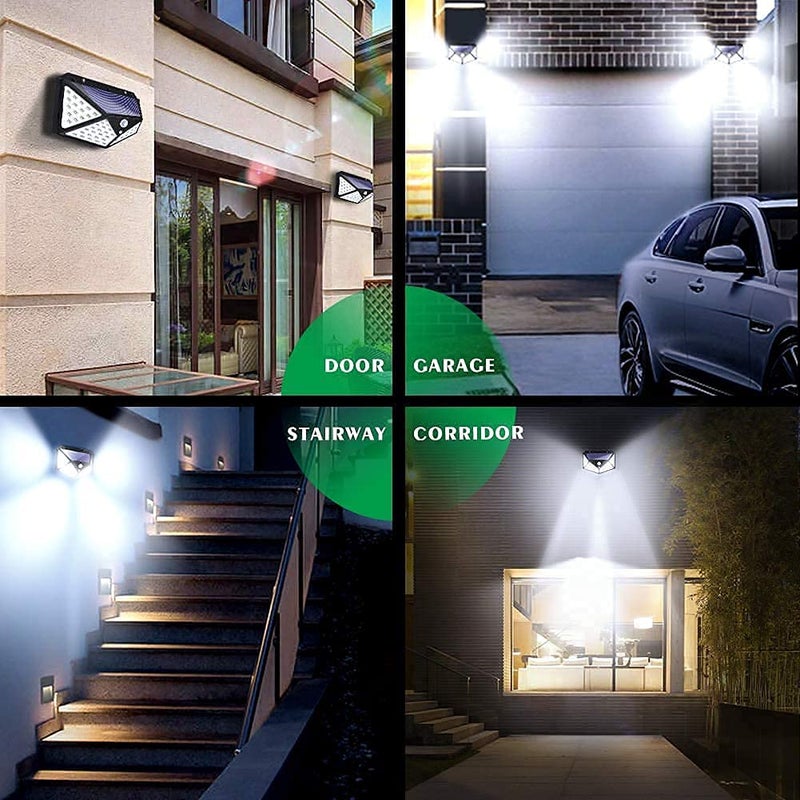 NOBILEA Motion Sensor Light 4 Side Bright Light with Dim Mode Security Lamp for Garden Outdoor Deck Garage Lamp Bright Solar Wireless Security Motion Sensor Light 100 Led Black - Image 5