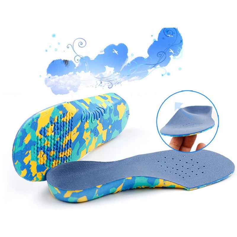 Arch Support Insoles For Flat Feet Correction Breathable Anti Odor Foot Cushions Camouflage Blue Velour Size 29 31 For Boys - Image 4