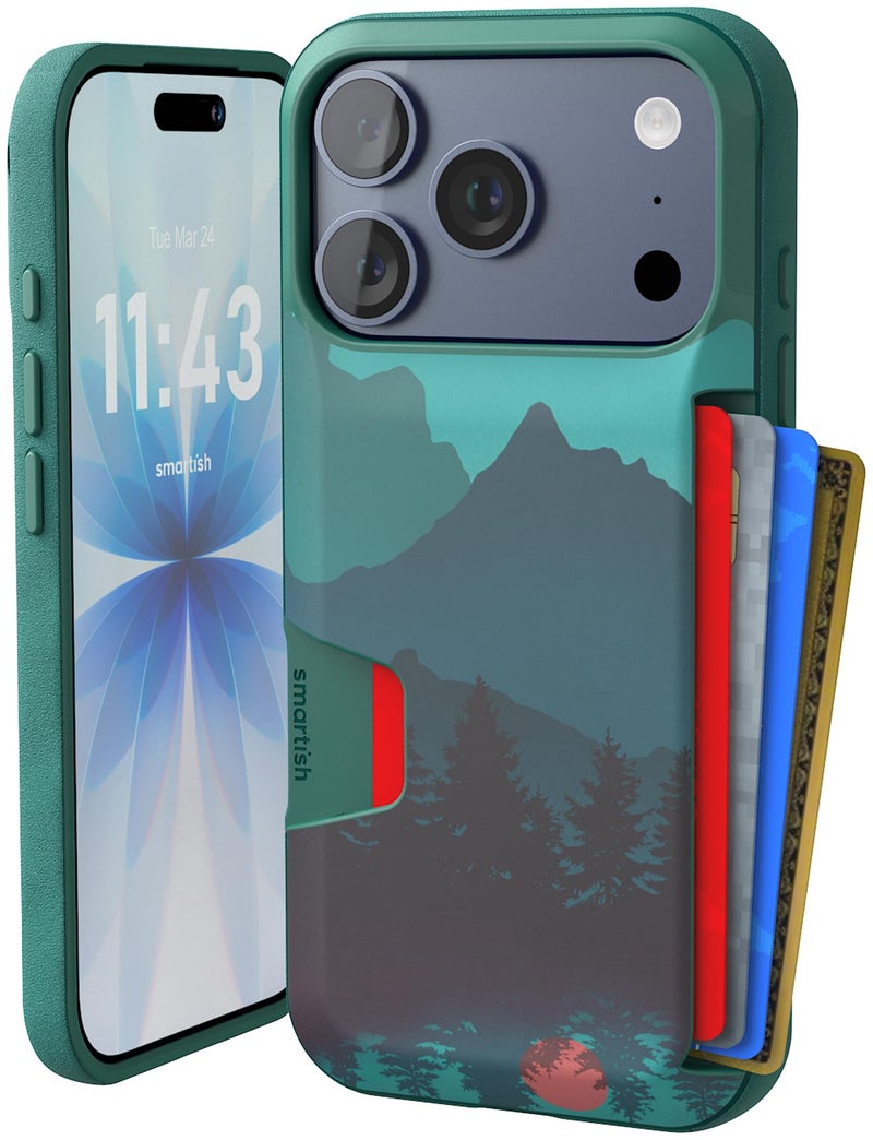 Smartish iPhone 17 Pro Wallet Case Wallet Slayer Vol 1 Slim Protective Credit Card Holder Drop Tested Hidden Credit Card Slot Cover for Apple iPhone 17 Pro Moving Mountains - Image 2