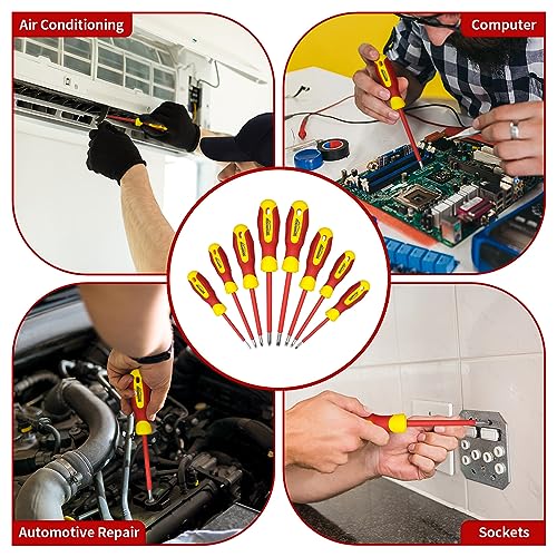 HOUSERAN Insulated Screwdriver Set with Case, HOUSERAN 8-Piece Heavy Duty Phillips and Slotted Screwdriver Set, 1000 Volt, Magnetic Tips Screw Driver, Screwdrivers, Ideal for Electricians and Terminating Jobs - Image 5
