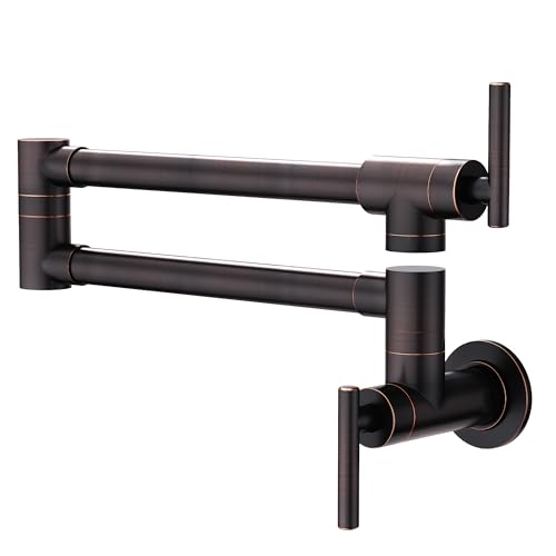 GIMILI Oil Rubbed Bronze Pot Filler Commercial Wall Mount Folding Double Joint Swing Arm Pot Filler Rotatable Wall Faucet - Image 1