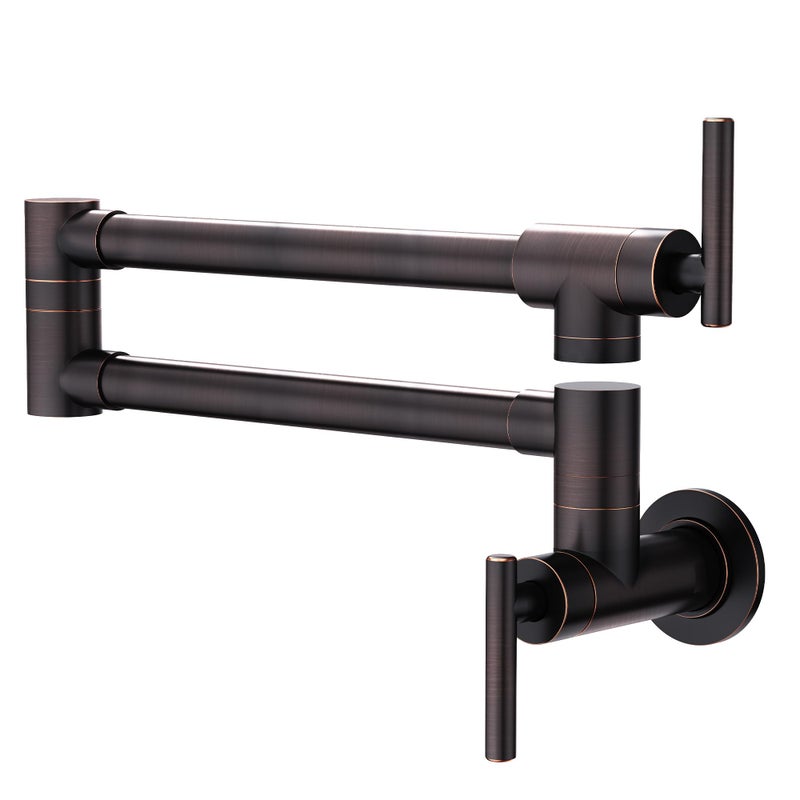 GIMILI Oil Rubbed Bronze Pot Filler Commercial Wall Mount Folding Double Joint Swing Arm Pot Filler Rotatable Wall Faucet - Image 2