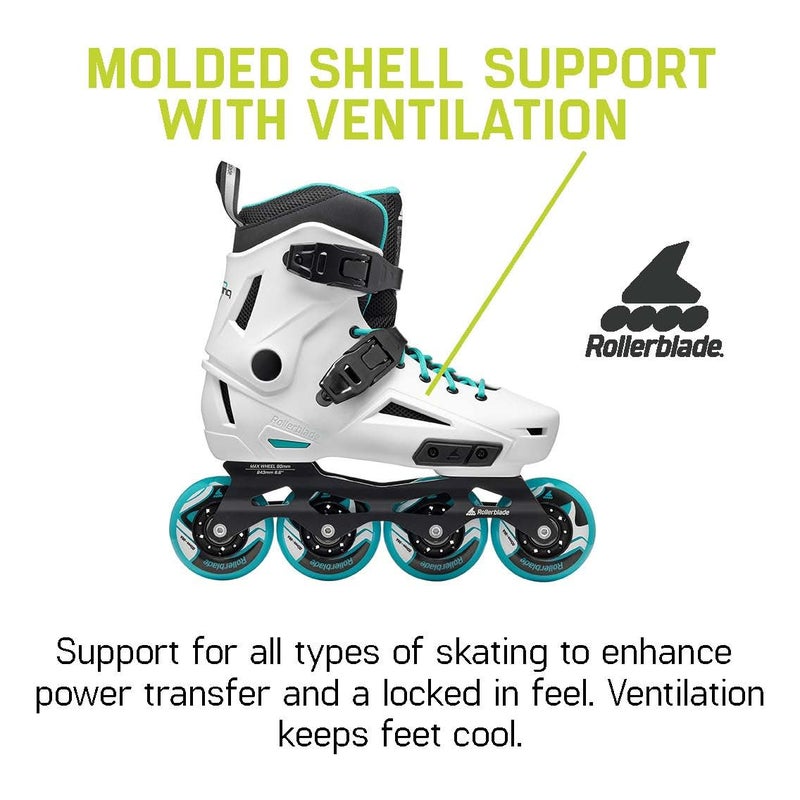 Rollerblade Lightning Women's Urban Inline Skate, White and Aqua - Image 5