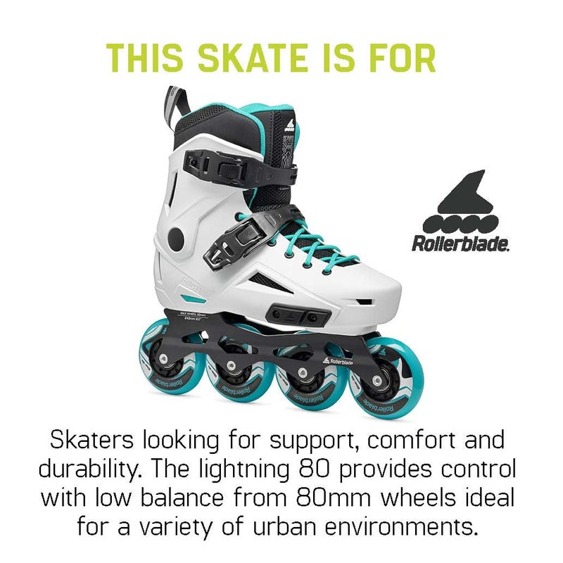 Rollerblade Lightning Women's Urban Inline Skate, White and Aqua - Image 3