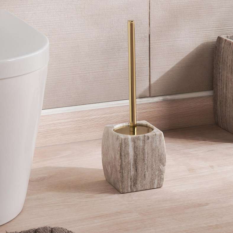 حامل فرشاة المرحاض من الرخام البيج