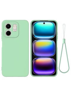 الحالة المتوافقة مع Infinix Smart 9، حالة سيليكون سائل ناعمة من TPU مع طبقة حماية من الأقمشة الميكروفيبر، غلاف مضاد للبصمات ومضاد للصدمات مع شريط غلاف حمل.