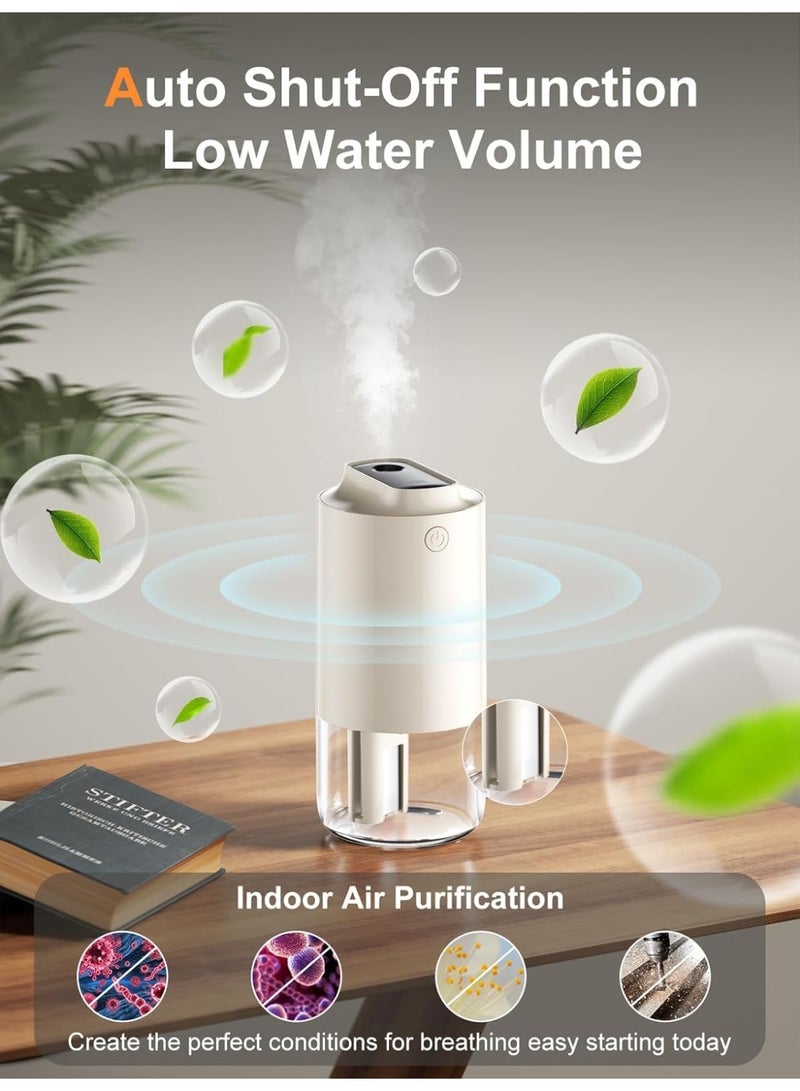 NALACAL Mini Humidifier Portable, Auto-Purification, 250ml Small Cool Mist Humidifier for Car, Baby Bedroom, Travel, Office, Built-in Battery, 2 Mist Modes - Image 4