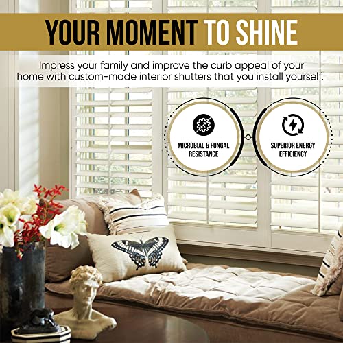 SUNCRAFT SHUTTERS-Plantation Shutters-Interior-Window COVERINGS-Custom Made in 10 Days- DIY Install -Made in North America-Never Needs Painting -25 Year Warranty-Traditional Front TILT Rod - Image 2