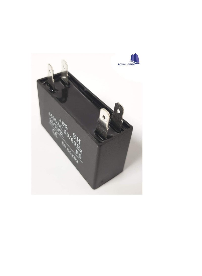 High Quality Rectangle Shaped 2 Pin Fan Capacitor 450 VAC | Black (2 PIN 4MFD (4µF)) - Image 3