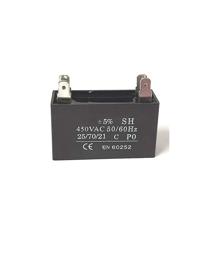 High Quality Rectangle Shaped 2 Pin Fan Capacitor 450 VAC | Black (2 PIN 4MFD (4µF)) - Image 2
