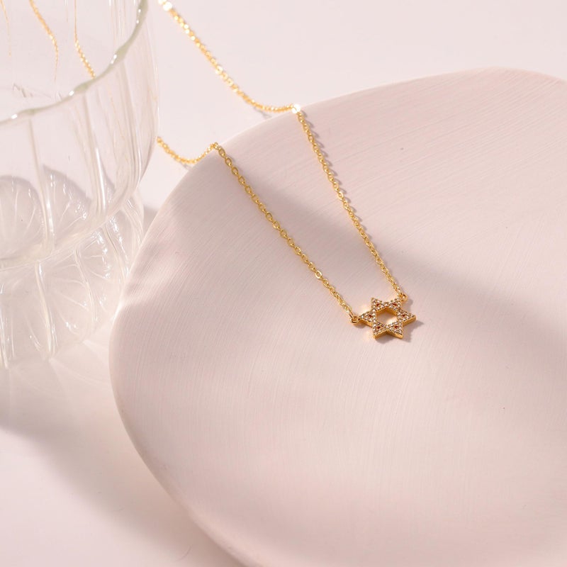 LLWOM Dainty Gold Necklace-14K Gold Plated CZ Star Of David Necklace for Women Simple Jewelry Everyday for Women - Image 4