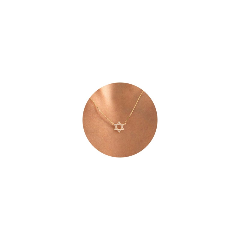 LLWOM Dainty Gold Necklace-14K Gold Plated CZ Star Of David Necklace for Women Simple Jewelry Everyday for Women - Image 1